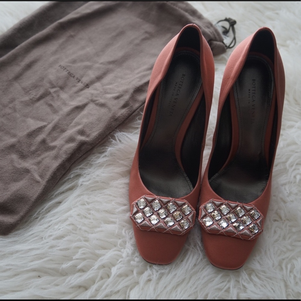 Bottega Veneta Jeweled Satin Heels Size 5